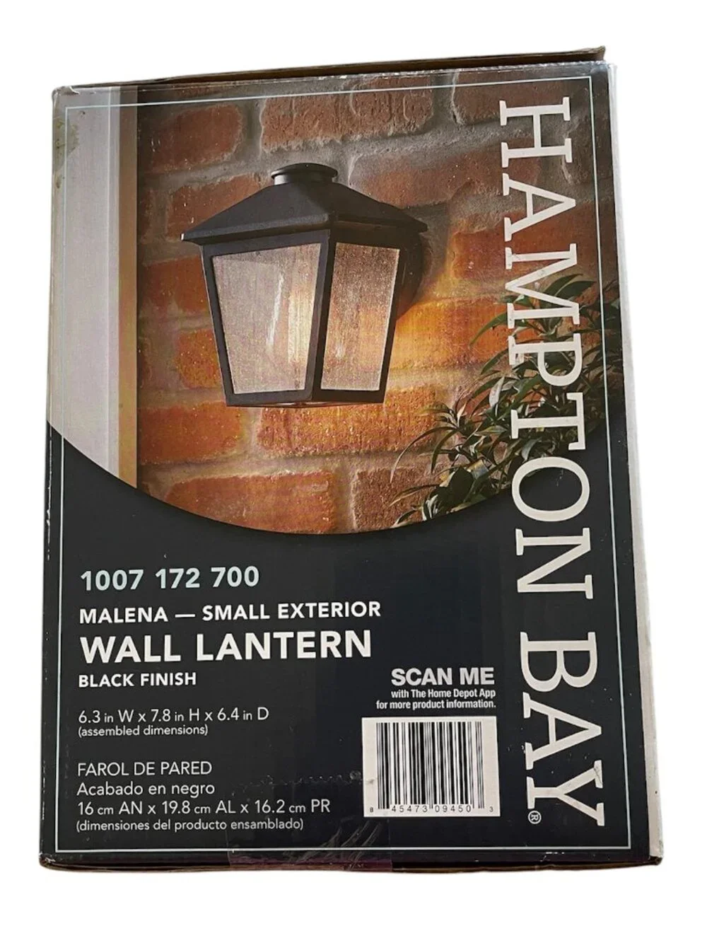 Hampton Bay Malena  Black Outdoor Wall Lantern Sconce Clear Glass Small Exterior